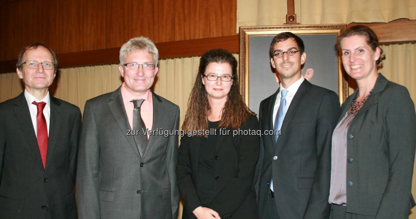 Dekan Johann Bacher, Prof. Andreas Futschik, Prof. Doris Weichselbaumer, Prof. Matthias Fink, Vizerektorin Gabriele Anderst-Kotsis: Antrittsvorlesungen an der JKU Linz