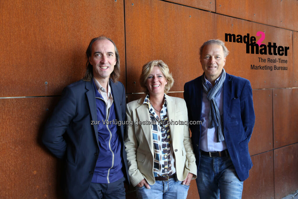 Thomas Schmid, Grace Pardy und Peter Gheneff: made2matter: Erstes Real-Time Marketing Bureau Österreichs gegründet, © Aussender (24.10.2014) 