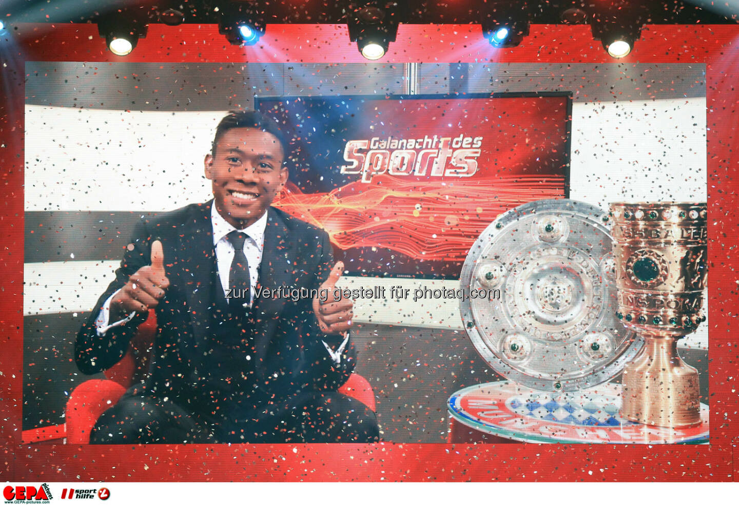 David Alaba (FC Bayern Muenchen) video wall. Photo: GEPA pictures/ Christian Walgram