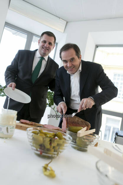 Leberkäsin': Eduard Berger (Wiener Privatbank), Wolfgang Matejka (Matejka & Partner), © finanzmarktfoto.at/Martina Draper (31.01.2013) 