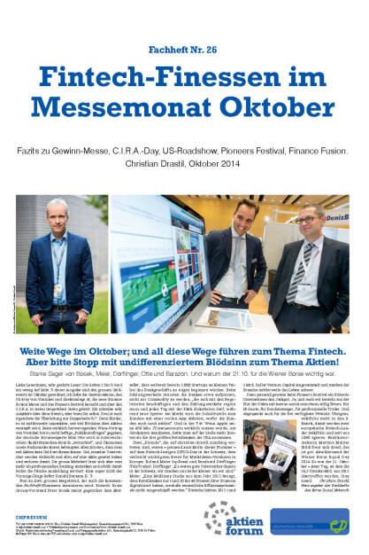Fachheft 26 - Fintech-Finessen im Messemonat Oktober (04.11.2014) 