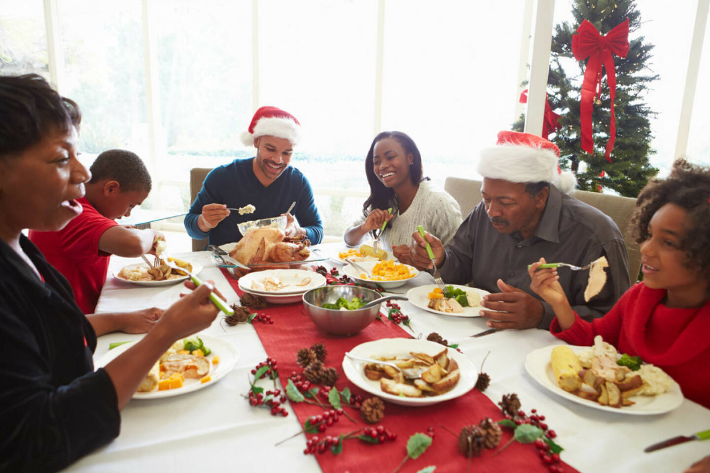 Weihnachten, USA, Weihnachtsessen, Essen, Truthahn, Turkey, http://www.shutterstock.com/de/pic-168816029/stock-photo-multi-generation-family-enjoying-christmas-meal-at-home.html