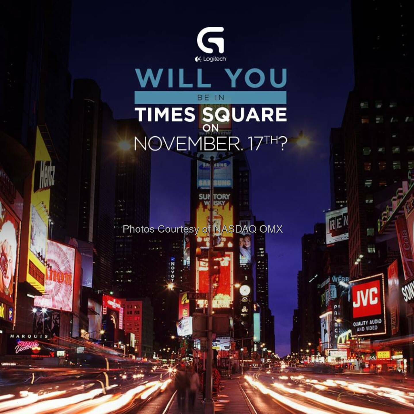 Times Square: Logitech Gaming is debuting at Nasdaq MarketSite. Join the party by tweeting your #winningmethod @LogitechG and you might win a Logitech G910 Orion Spark RGB Mechanical Gaming Keyboard. Official Rules: http://logt.ly/NASDAQRules  Source: http://facebook.com/NASDAQ