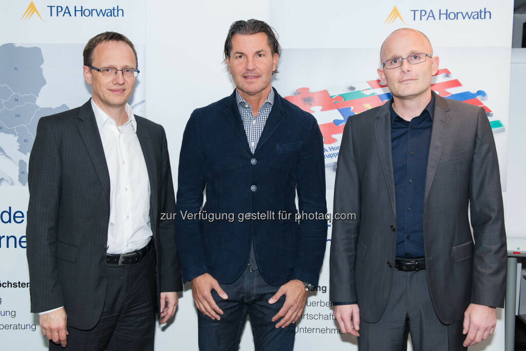 Leopold Brunner, Gerlad Baumgartner und Christoph Harrer - TPA Horwath Wirtschaftstreuhand und Steuerberatung GmbH: TPA Horwath präsentiert: Gerald Baumgartner über Motivation und mentale Stärke im Spitzensport (Bild: Fotostudio Kraus=www.foto-kraus.at), © Aussendung (14.11.2014) 