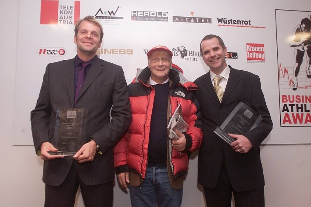 Norbert Teufelberger (bwin), Niki Lauda, Wolfgang Konrad (17.11.2014) 