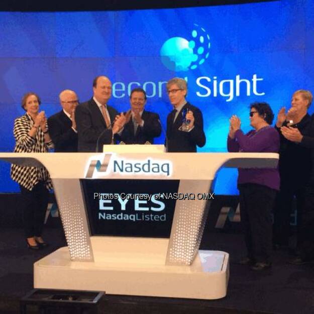 Second Sight rings the Nasdaq Closing Bell  #bioniceye $EYES  Source: http://facebook.com/NASDAQ (20.11.2014) 