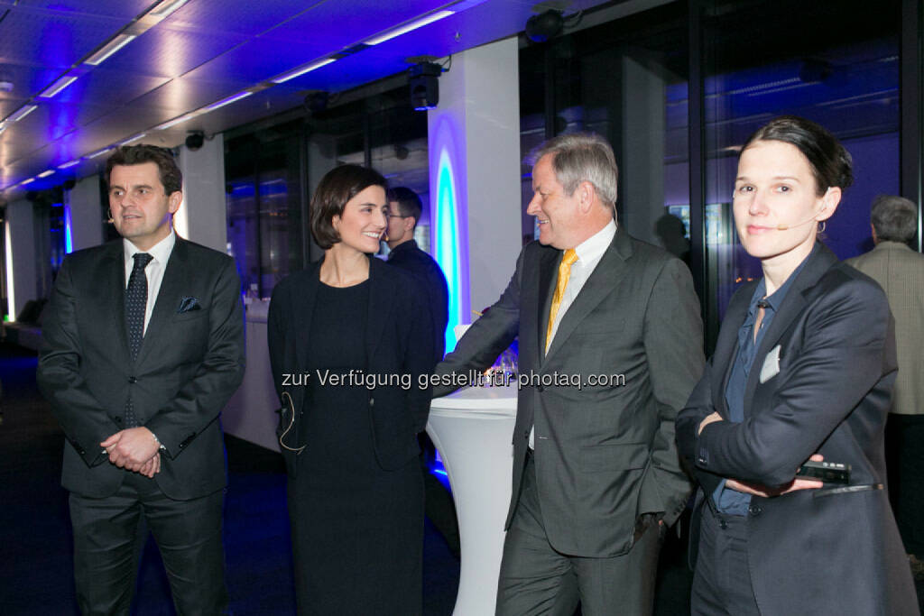 Dietmar Reindl (COO Immofinanz), Birgit Noggler (CFO Immofinanz), Eduard Zehetner (CEO Immofinanz), Bettina Schragl (Head of Corporate Communications Immofinanz), http://privatanleger.immofinanz.com/, © Martina Draper für Immofinanz (27.11.2014) 