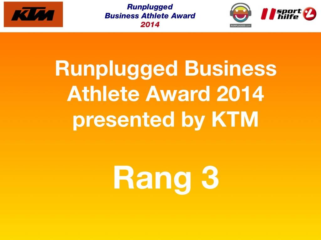 Runplugged Business Athlete Award 2014 presented by KTM Rang 3 (02.12.2014) 