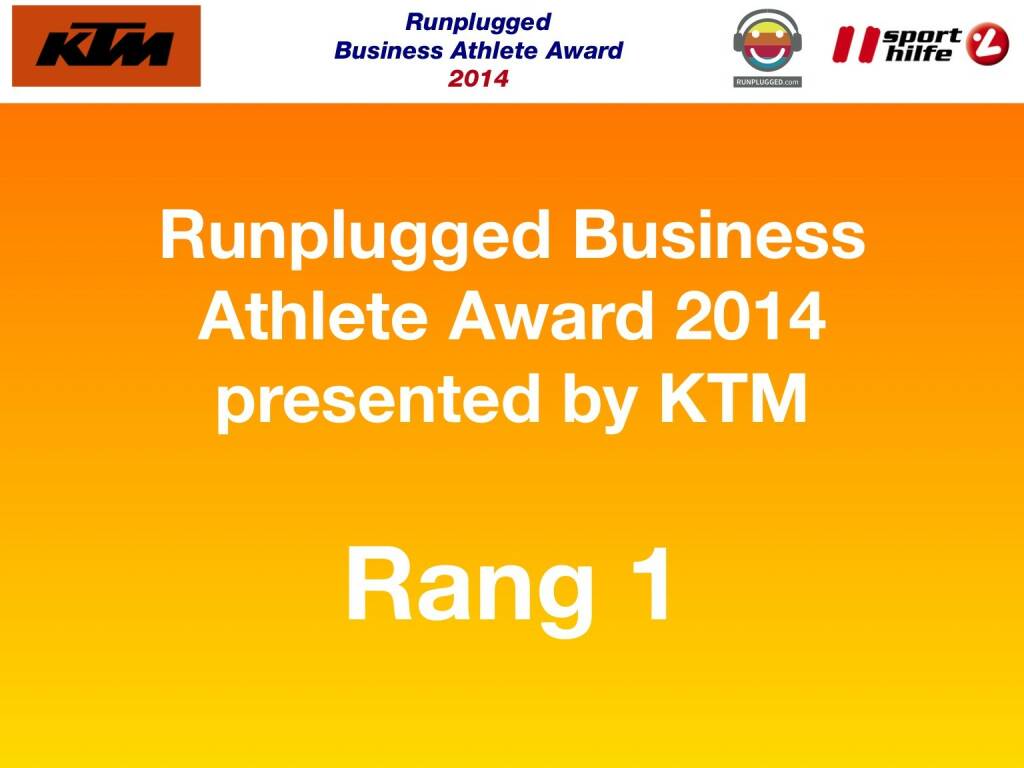 Runplugged Business Athlete Award 2014 presented by KTM Rang 1 (02.12.2014) 