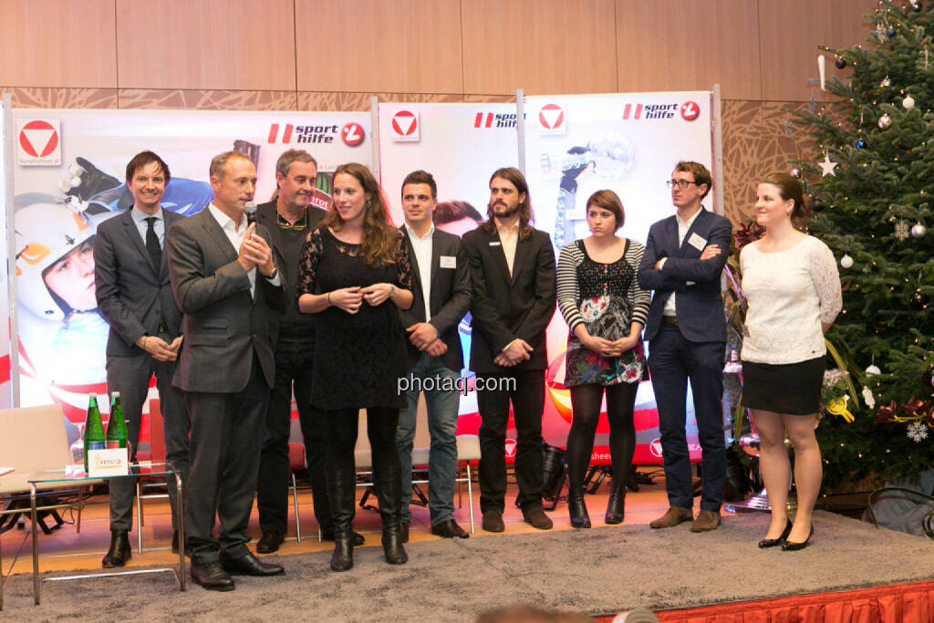 Werner Starz (Director Marketing & Channel Development Eurosport), Toni Schutti (Österreichische Sporthilfe), Jürgen Preusser (Presse, Sporthilfe), Barbara Leitner (Leitung Kommunikation, Sport & Business Circle, Sporthilfe), Daniel Gmeiner (Leitung Partnerschaften, Sporthilfe), Rastislav Pomsahar (Leitung Förderwesen, Sporthilfe), Veronika Kratochwil (Projektleitung emadeus, Jugendsportpreis, Sporthilfe), Matthias Berlisg (Leitung Marketing und Fundraising, Sporthilfe), Christina Gassner (Leitung Office Management, Sporthilfe), © photaq/Martina Draper (02.12.2014) 