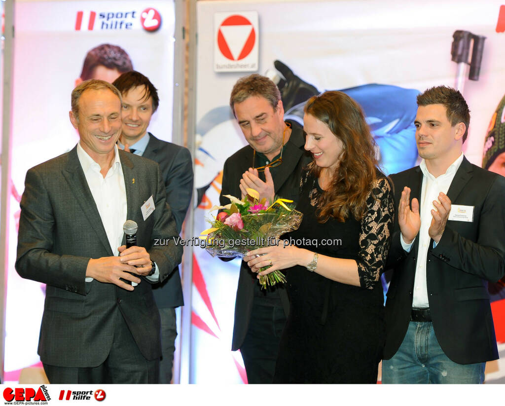 Werner Starz, Anton Schutti, Barbara Leitner and Daniel Gmeiner (Sporthilfe). (Photo: GEPA pictures/ Martin Hoermandinger) (02.12.2014) 