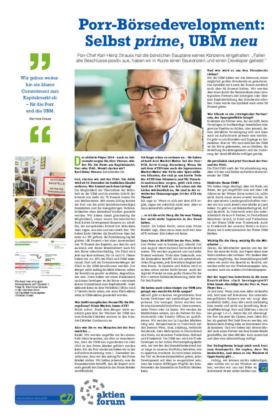 Porr-B&ouml;rsedevelopment: Selbst prime, UBM neu