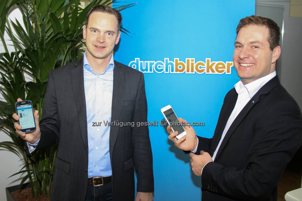 Michael Doberer, Reinhold Baudisch, beide: durchblicker.at | YousureTarifvergleich GmbH: 250 Euro Preisunterschied und mehr bei Handy-Tarifen: durchblicker.at startet Mobilfunk-Vergleichsrechner., © Aussendung (18.12.2014) 