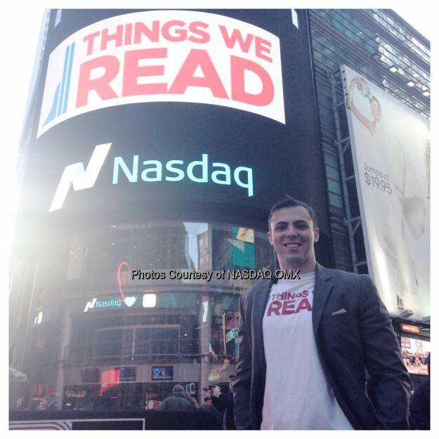 Great time at the #Nasdaq opening bell this morning with the @ThingsWeRead team and Co-Founder Chris Molaro!  Source: http://facebook.com/NASDAQ (29.12.2014) 