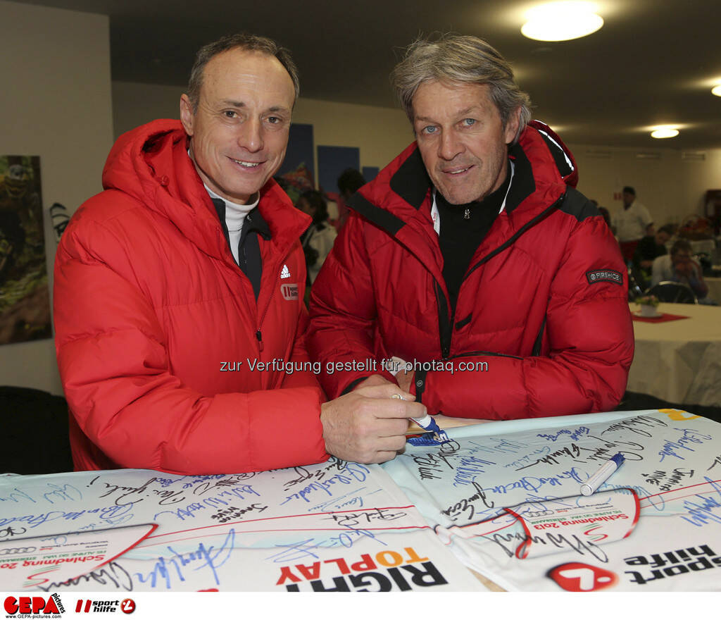 Anton Schutti (Sporthilfe) und Bernhard Russi. Foto: GEPA pictures/ Hans Simonlehner, © GEPA/Sporthilfe (10.02.2013) 