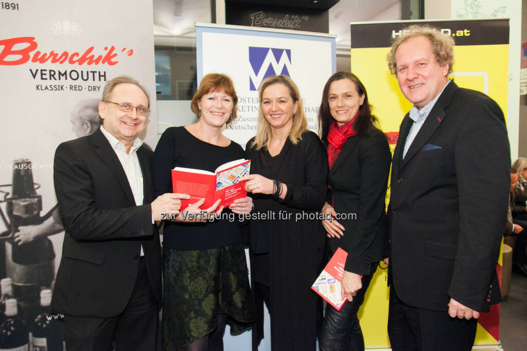 Peter Drobil, Gabriele Stanek, Sigrid KrupicaI, lse Helmreich, WalterZinggl: Das 11. Buch aus der ÖMG-Buchreihe ist da: „PR hält, was Werbung verspricht“, © Arman Rastegar (15.01.2015) 