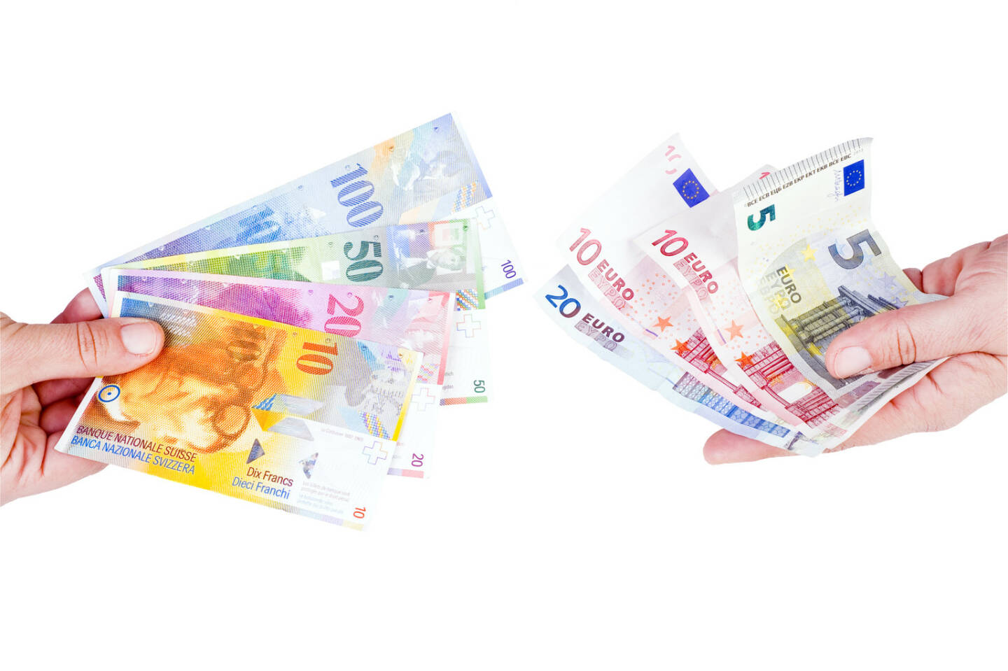 Franken, Euro, EUR/CHF, Wechsel, Geld http://www.shutterstock.com/de/pic-244565860/stock-photo-euro-and-swiss-franc-in-the-hands-of.html