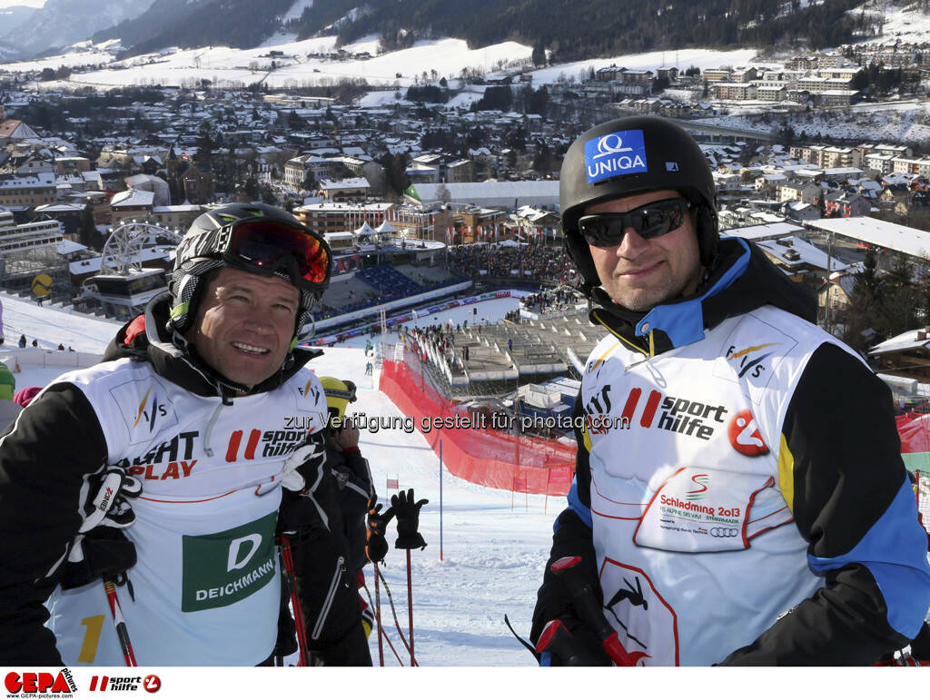 Armin Assinger und Stephan Eberharter. Foto: GEPA pictures/ Hans Simonlehner, © GEPA/Sporthilfe (10.02.2013) 