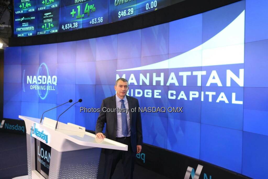 Manhattan Bridge Capital (Nasdaq: LOAN) rang the Nasdaq Opening Bell!  Source: http://facebook.com/NASDAQ (21.01.2015) 