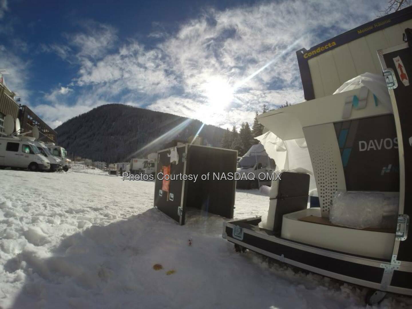 #unboxing the Nasdaq Podium for our Davos Bell Ceremony tomorrow morning! #wef15  Source: http://facebook.com/NASDAQ