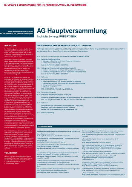 AG-Hauptversammlung Fachliche Leitung: Rupert Brix (26.01.2015) 