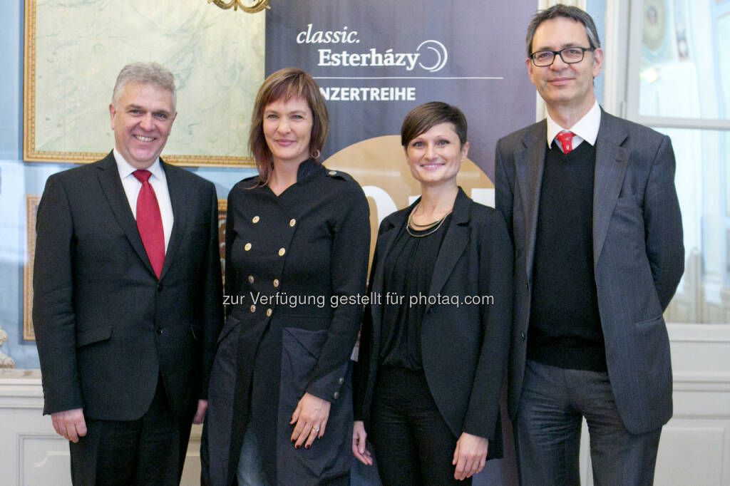 Walter Burian, Joseph Haydn Konservatorium; Marlis Petersen, Sopranistin; Katarina Budimaier, Pannonisches Jugendsinfonieorchester; Andreas Richter, Künstlerischer Leiter classic.Esterházy: Esterhazy Privatstiftung: Neue Wege am historischen Ort - Jahresprogramm 2015 der Konzertreihe classic.Esterházy im Schloss Esterházy, © Aussender (29.01.2015) 