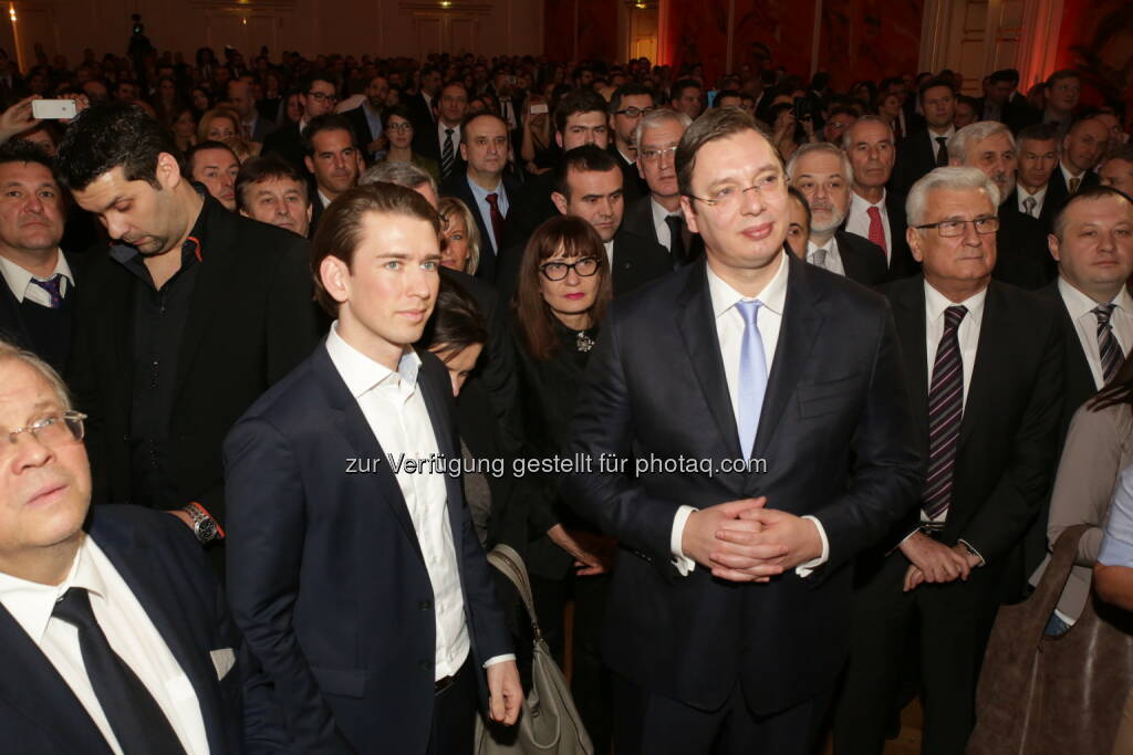 Außenminister Kurz und Serbiens Premierminister Vucic: Magazin Kosmo: Empfang von Serbiens Premierminister Aleksandar Vucic in Wien (30.01.2015) 