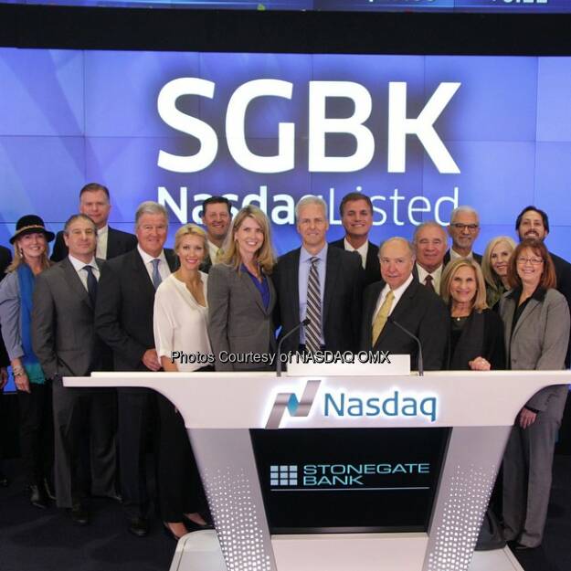 Getting ready for #Stonegate Bank to ring the #Nasdaq Closing Bell! $SGBK #CommunityBank  Source: http://facebook.com/NASDAQ (03.02.2015) 