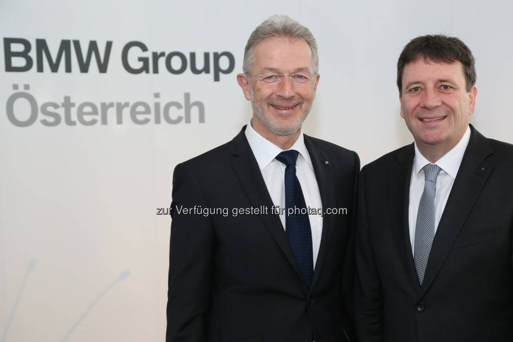 Gerhard Wölfel (BMW Motoren GmbH Geschäftsführer, Kurt Egloff (BMW Austria GmbH Geschäftsführer): BMW Group in Österreich: Wirtschaftspressekonferenz der BMW Group in Österreich., © Aussender (03.02.2015) 