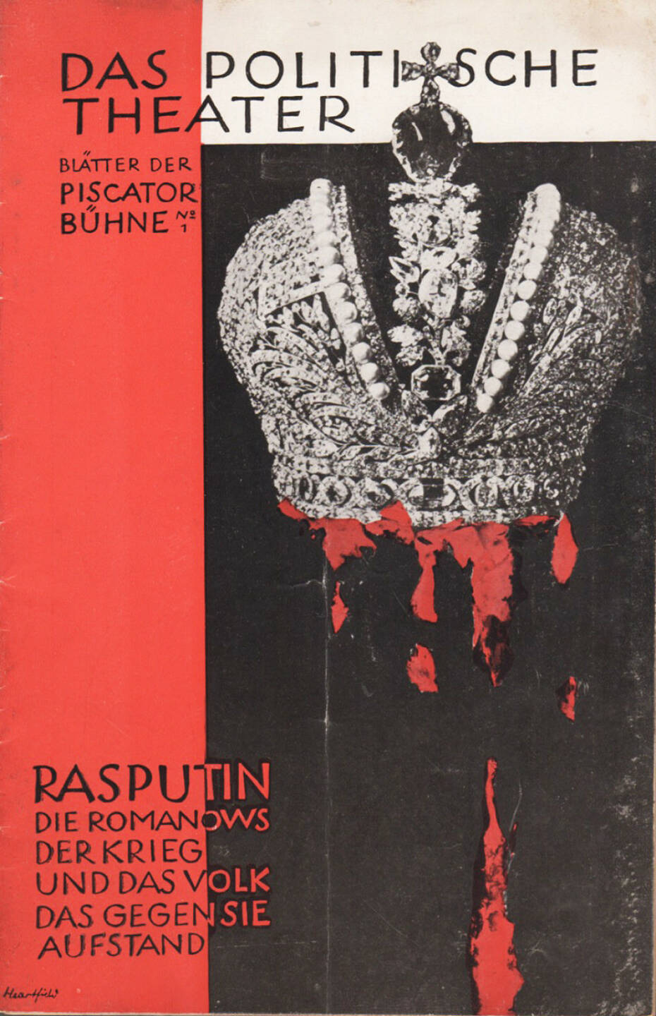 Blätter der Piscatorbühne - Das politische Theater - Rasputin, die Romanows..., Bepa-Verlag 1927, Cover -  http://josefchladek.com/book/blatter_der_piscatorbuhne_-_das_politische_theater_-_rasputin_die_romanows_der_krieg_und_das_volk_das_gegen_sie_aufstand_november_1927