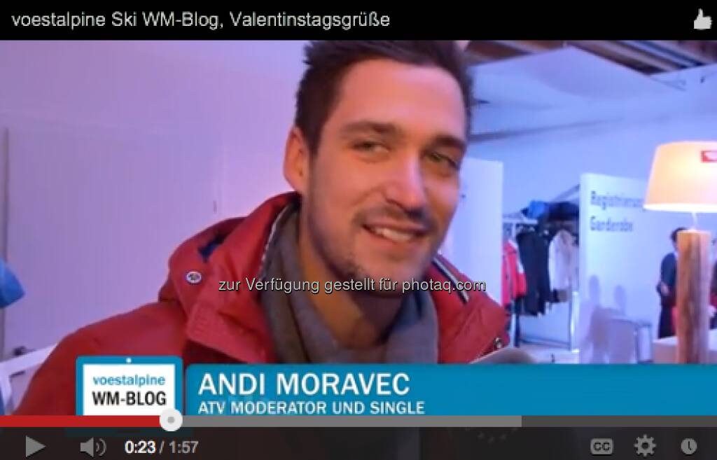 Andi Moravec (ATV) mit Valentinstags-Grüssen http://voestalpine-wm-blog.at/2013/02/14/liebesgefluster-in-schlaming/#.URz8B47aK_Q, © <a href=