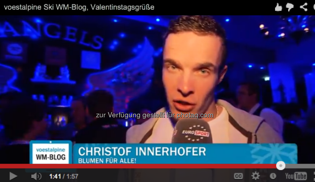 Christof Innerhofer mit Valentinstags-Grüssen http://voestalpine-wm-blog.at/2013/02/14/liebesgefluster-in-schlaming/#.URz8B47aK_Q, © <a href=