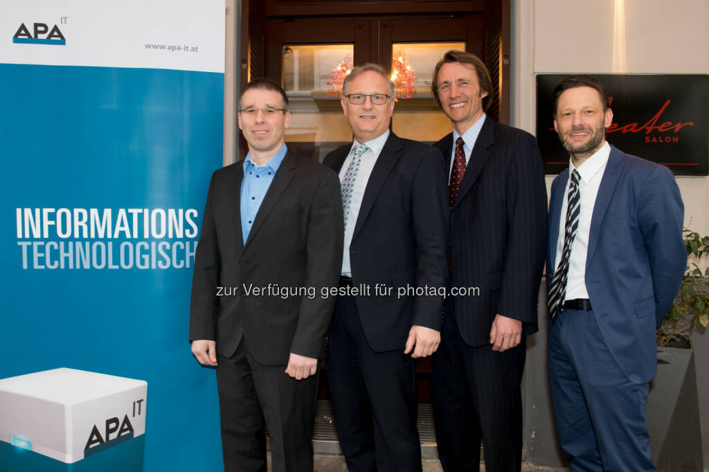 Thomas Frustuck (APA-IT), Alexander Falchetto (APA-IT), Cor Winkler Prins (ITRP Institute), Klaus Konwalin (techwork): Expertentalk bei APA-IT BusinessBreakfast - Zeit und Kostenreduktion durch moderne Service Management Tools
, © Aussendung (25.02.2015) 