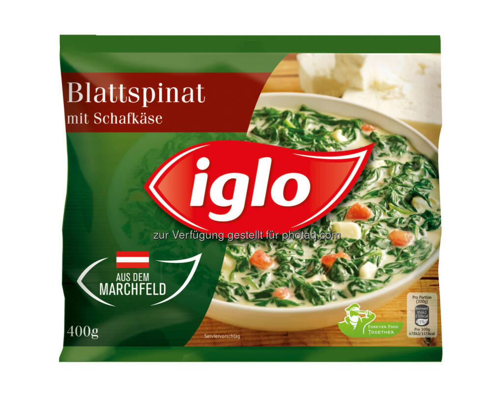 Iglo Austria GmbH: Öffentlicher Rückruf des Produkts „Iglo Blattspinat mit Schafkäse 400g“ aufgrund möglicherweise enthaltener Sojabohnen, © Aussender (28.02.2015) 