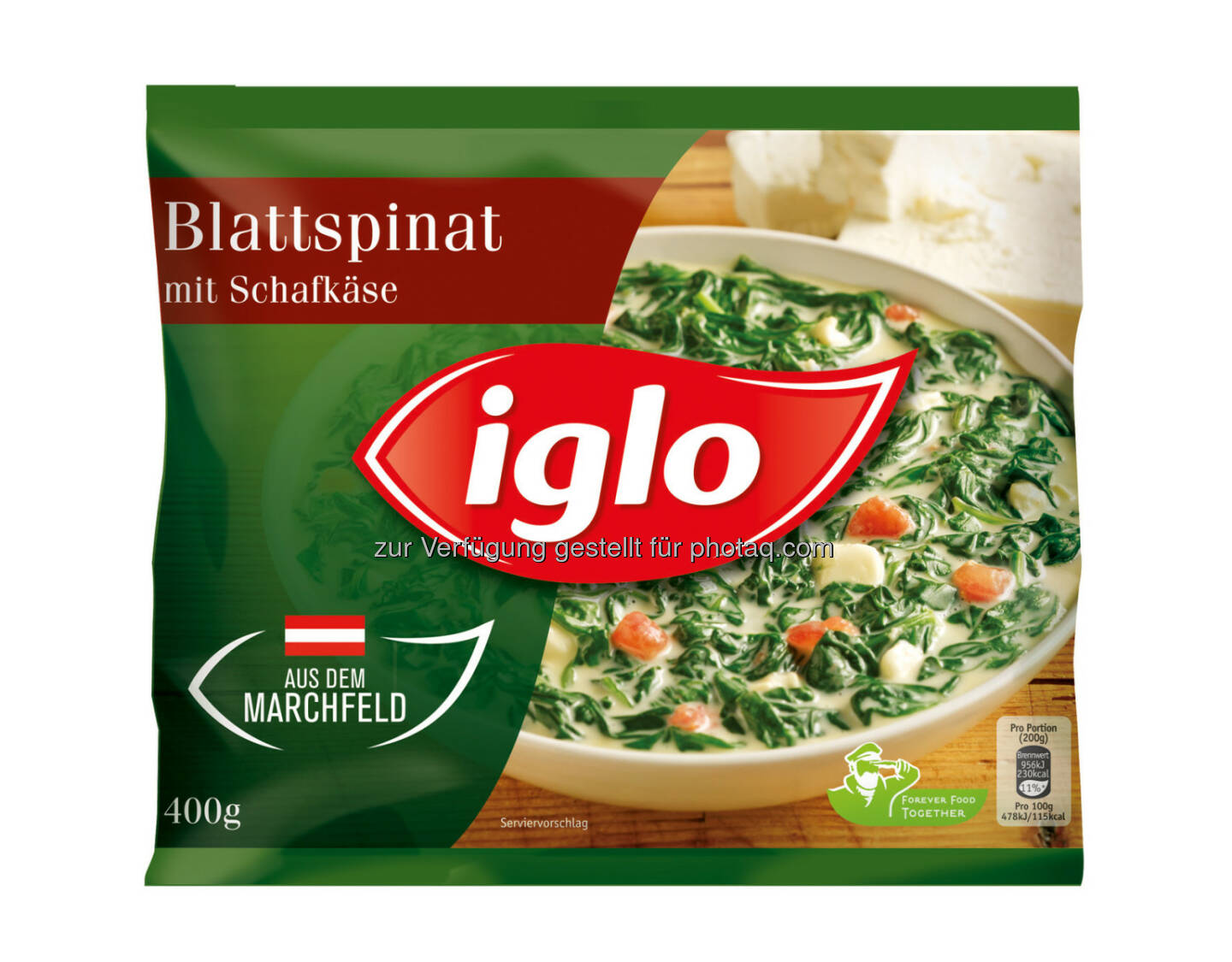 Iglo Austria GmbH: Öffentlicher Rückruf des Produkts „Iglo Blattspinat mit Schafkäse 400g“ aufgrund möglicherweise enthaltener Sojabohnen