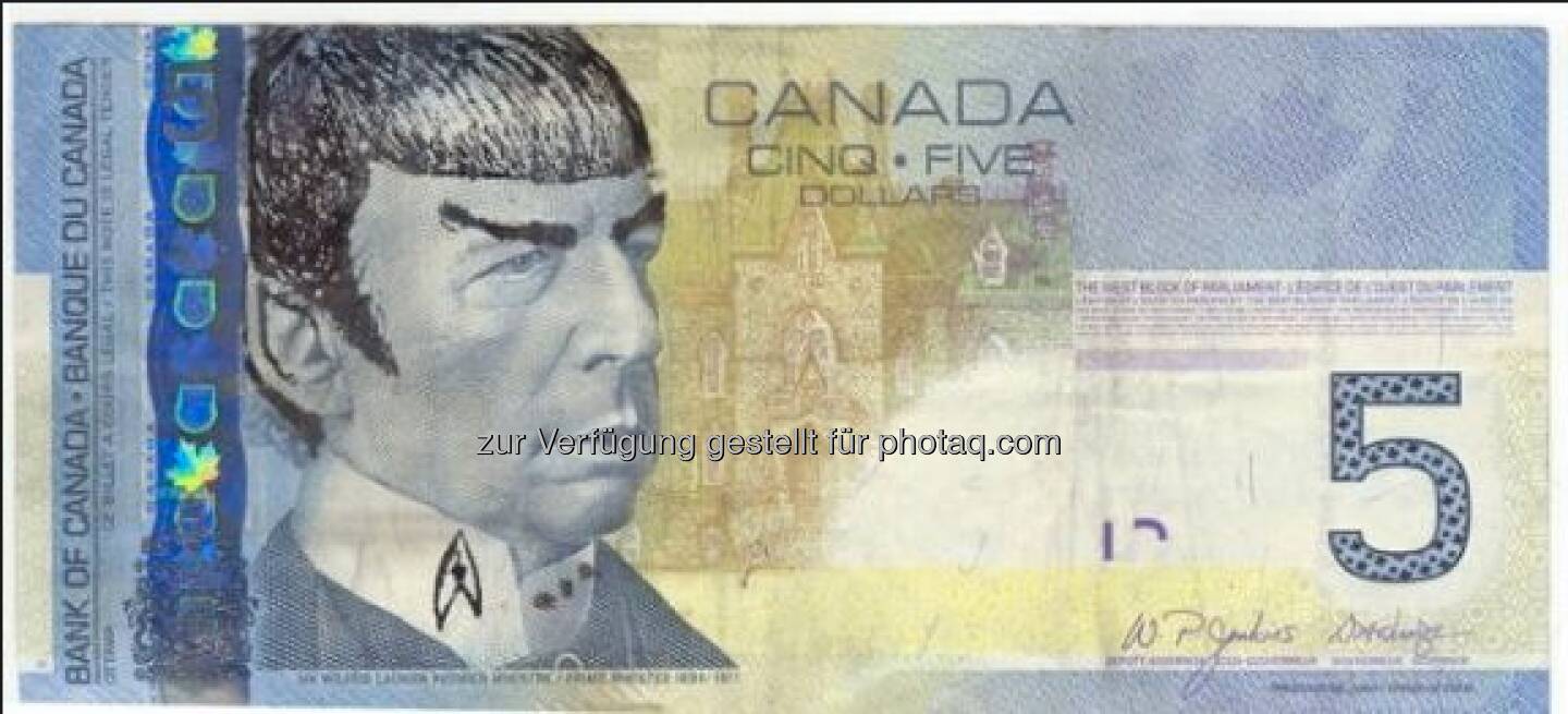 Das #Spocking der 5-Dollar-Noten nimmt überhand. Die Kanadische Nationalbank findet es nicht so lustig. Wir schon! #SpockingFives bit.ly/news-sz-spocking  Source: http://facebook.com/DeinSkyFilm