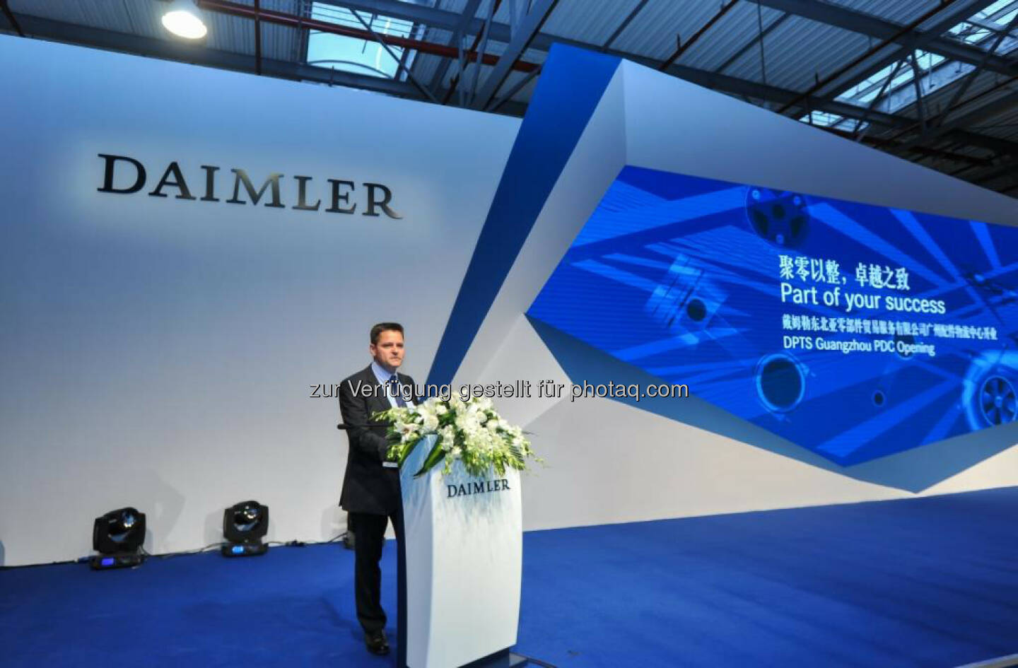 Steffen Holzer, CEO von DPTS, während der feierlichen Eröffnung des neuen Logistikzentrums in Guangzhou, China 