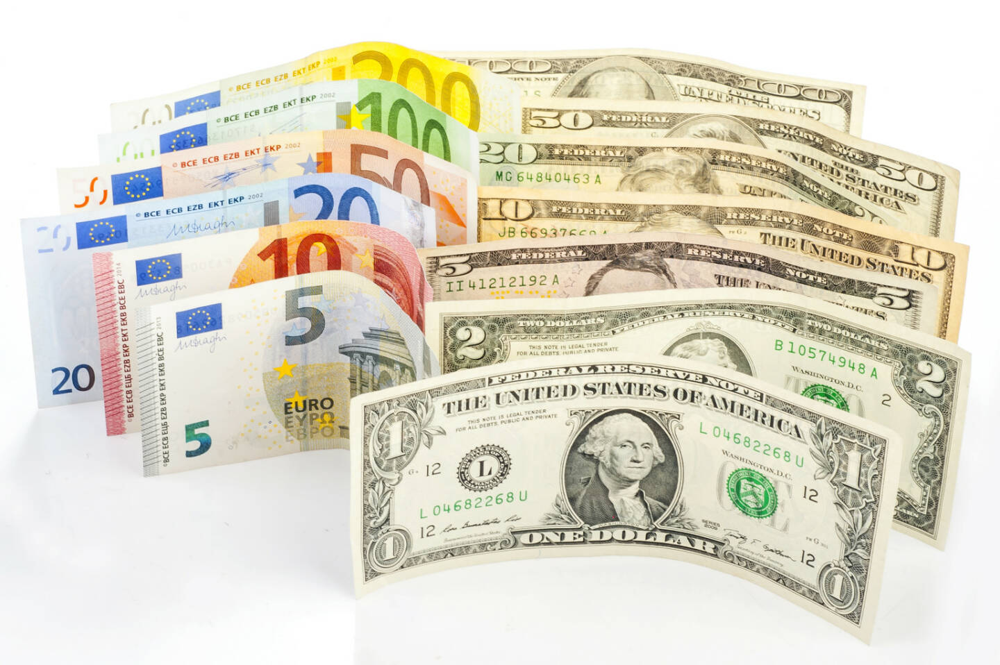 Euro, Dollar, Banknoten - http://www.shutterstock.com/de/pic-258340211/stock-photo-two-leading-hard-currencies-us-dollar-and-euro.html