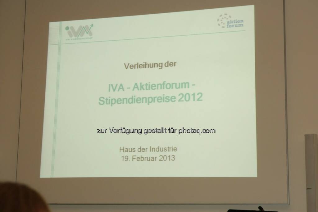 IVA - Aktienforum Stipendienpreise 2012, © IVA (20.02.2013) 