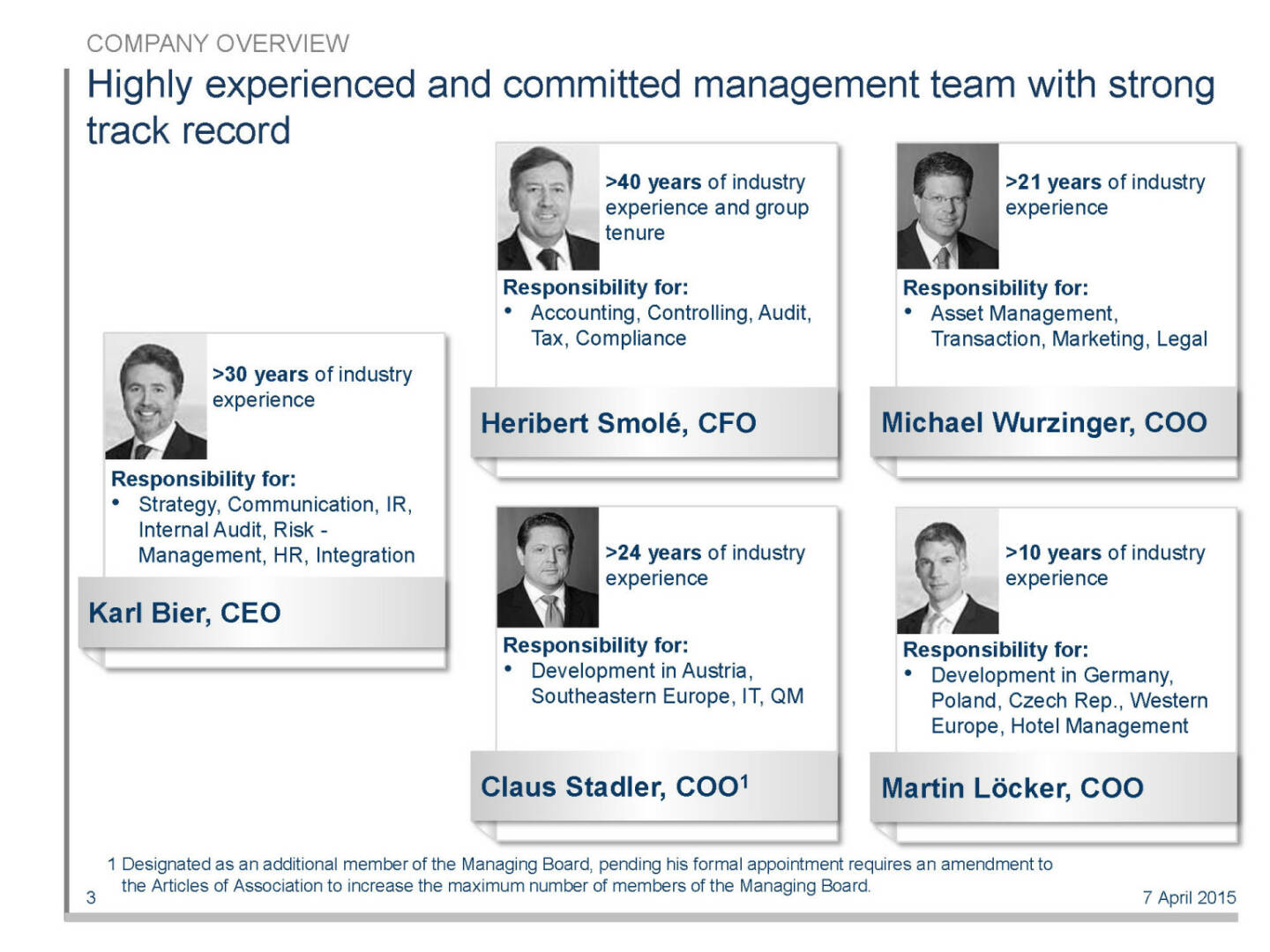 Highly experienced and committed management team with strong track record