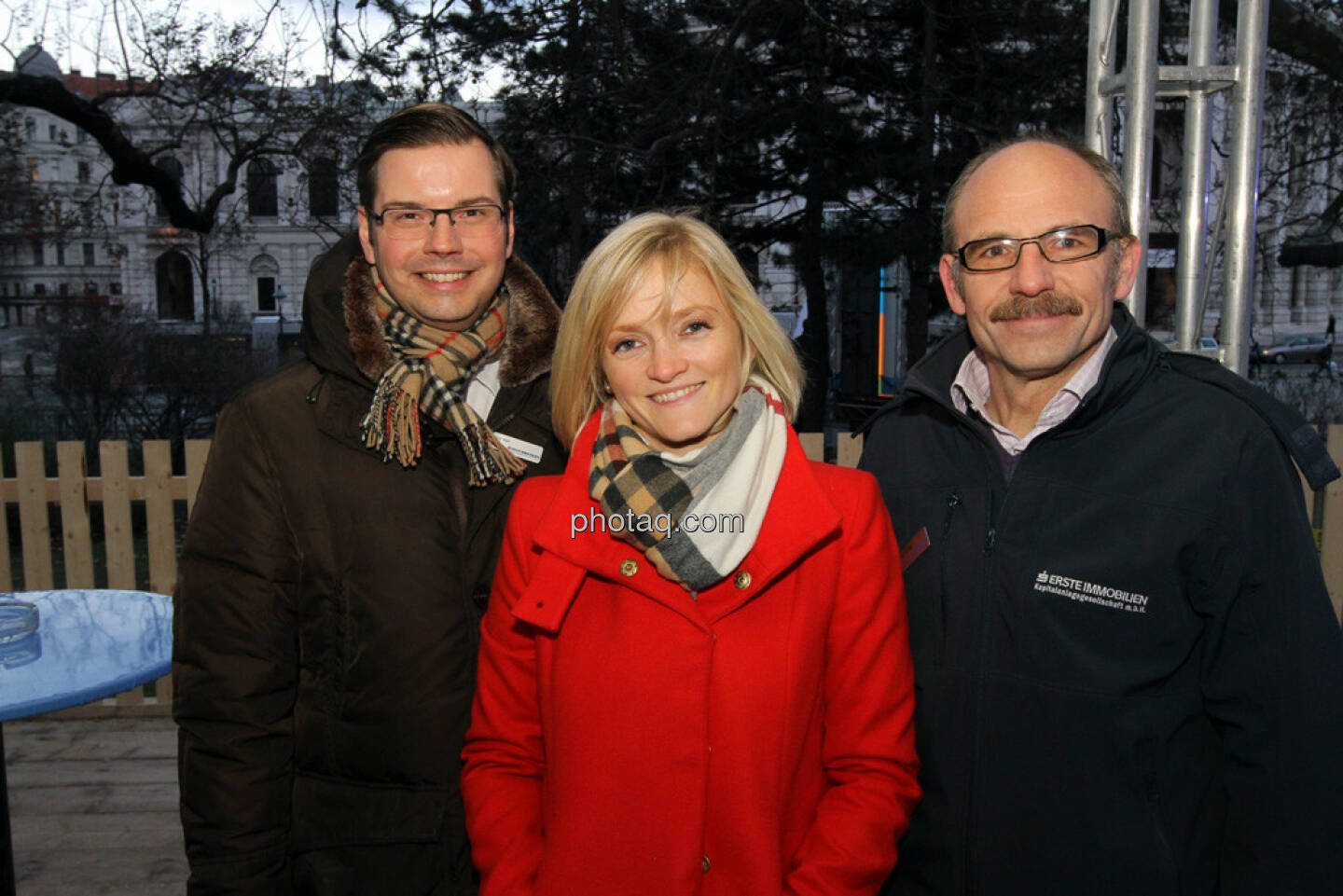 Peter Karl, Ursula Sedunko, Franz Gschiegl - Eisstockschiessen mit der Erste Immobilien KAG 