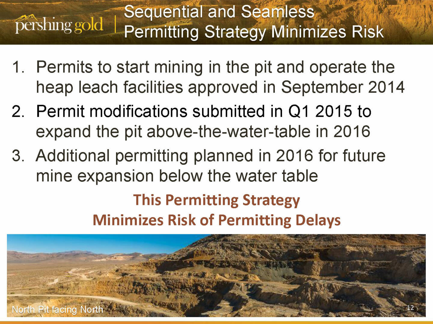 Sequential and seamless permitting strategy minimizes risk - Pershing Gold