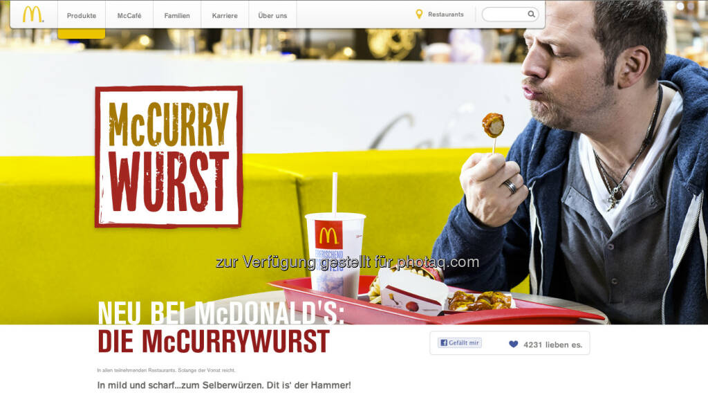 McDonalds hat in Deutschland einen McCurrywurst - ein McDebreziner wäre für die Wiener Finanzbranche sicher ein Kultmittagessen ... (c) McDonalds (24.02.2013) 