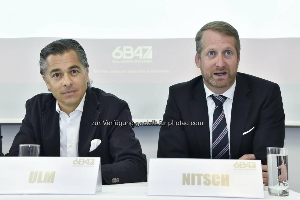 Peter Ulm, Vorsitzender des Vorstands und Sebastian Nitsch, Vorstand: 6B47 Real Estate Investors AG: 6B47 realisiert in Frankfurt Wohnungsverkäufe mit einem Transaktionsvolumen von rund 165 Millionen Euro., © Aussendung (30.04.2015) 