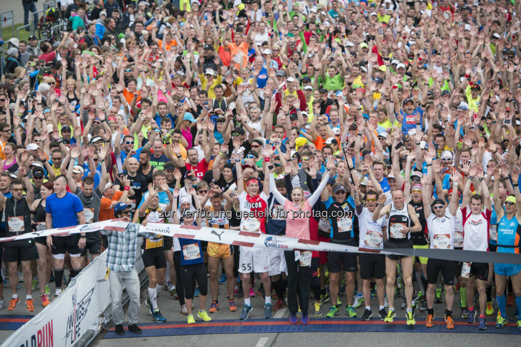 Participants celebrate during the Wings for Life World Run in lower Austria, Austria on May 3, 2015 // Philipp Schuster for Wings for Life World Run //Please go to www.redbullcontentpool.com for further information. // , © © Red Bull Media House (04.05.2015) 