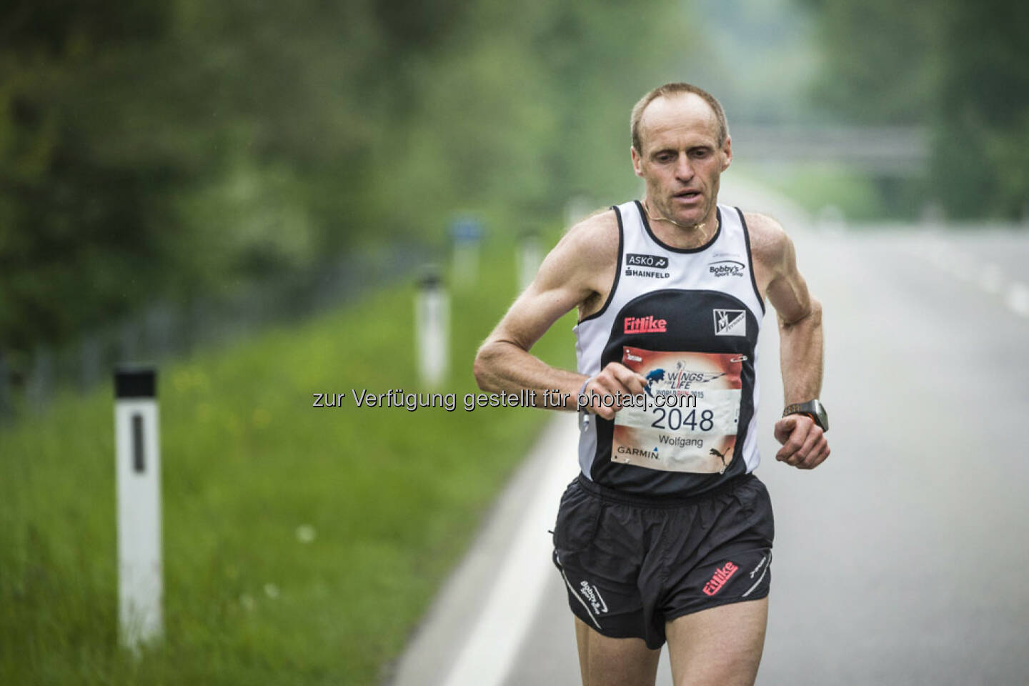 Wolfgang Wallner runs during the Wings for Life World Run in St. Poelten, Austria on May 3rd, 2015. // Philip Platzer for Wings for Life World Run //Please go to www.redbullcontentpool.com for further information. // 