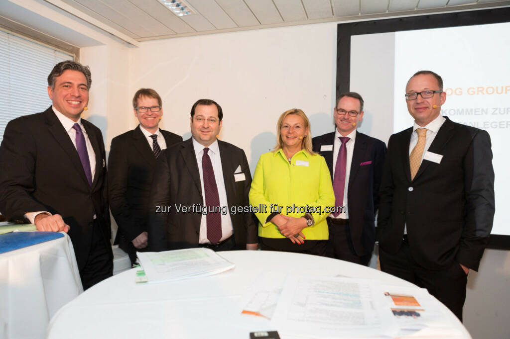 Andreas Holler (Geschäftsführer Property Development Österreich), Alexander Happ (Geschäftsführer Property Development Deutschland), Daniel Riedl (CEO), Herwig Teufelsdorfer (GeschäftsführerAsset Management & Property Sales), Ronald Roos (CFO), Buwog, © Buwog (06.05.2015) 