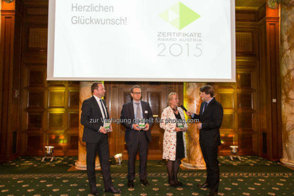 Zertifikate Award 2015 - Frank Weingarts, Markus Kaller, Heike Arbter, Lars Brandau, © ViennaShots - professional photographers, Wolfgang Pecka (11.05.2015) 