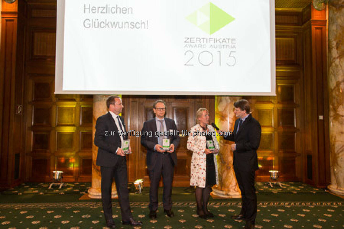 Zertifikate Award 2015 - Frank Weingarts, Markus Kaller, Heike Arbter, Lars Brandau