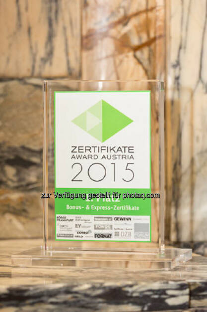 Zertifikate Award 2015 - Trophäe Bonus & Express-Zertifikate, © ViennaShots - professional photographers, Wolfgang Pecka (11.05.2015) 